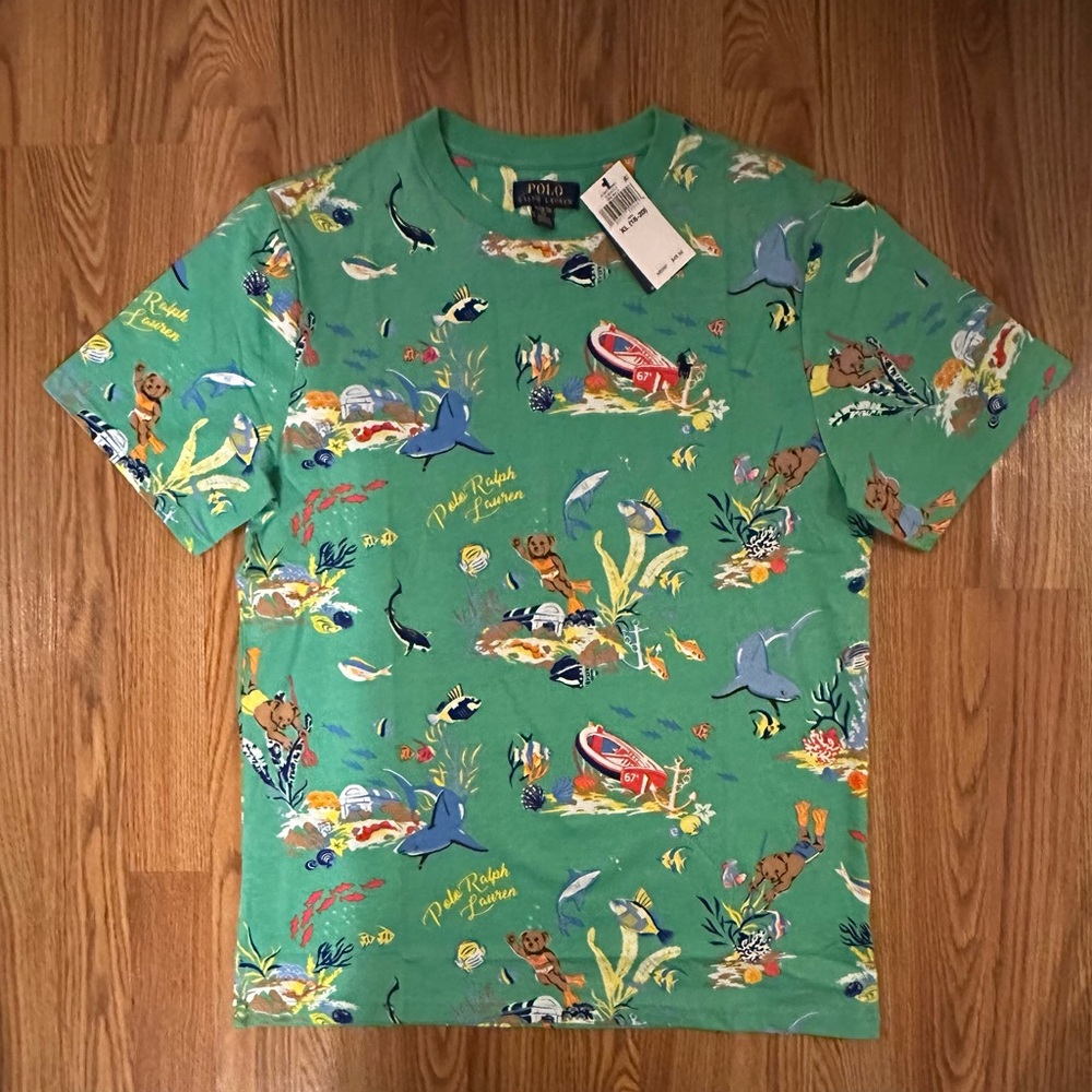 Polo Ralph Lauren Boy’s Green Polo Bear Shirt, Size XL